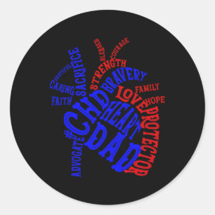 Heart Dad Chd Congenital Heart Defect Awareness Mo Classic Round Sticker