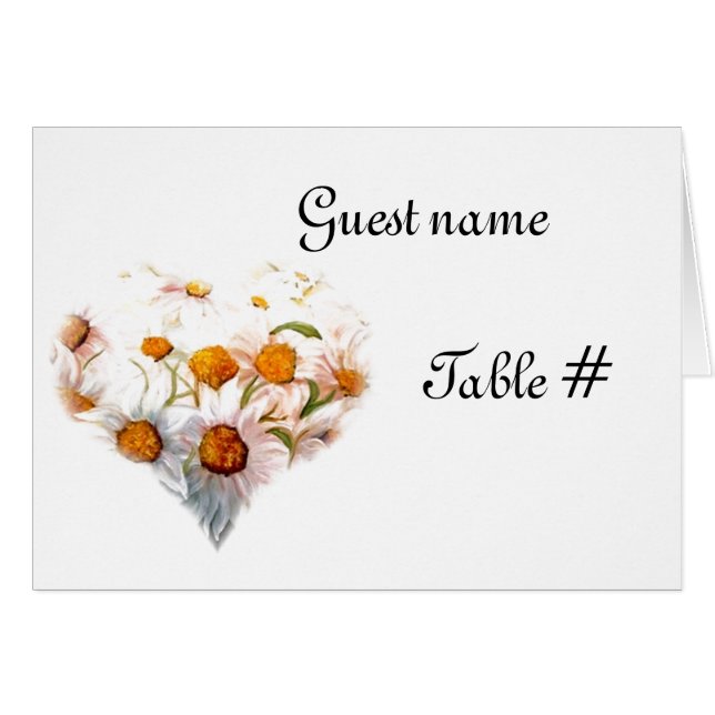 Heart daisies - wedding place card (Front Horizontal)