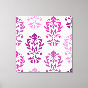 Heart Damask Art I Pinks Plums White Canvas Print