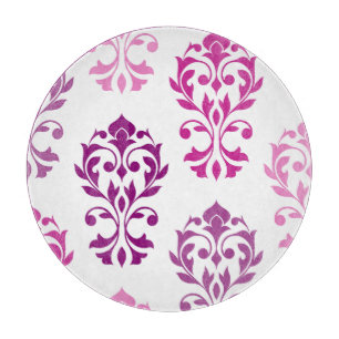 Heart Damask Art I Pinks Plums White Cutting Board