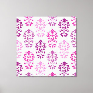 Heart Damask Art Ib Pinks Plums White Canvas Print