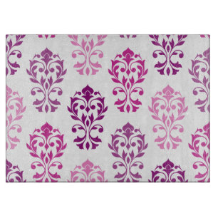 Heart Damask Art Ib Pinks Plums White Cutting Board
