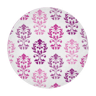 Heart Damask Art Ib Pinks Plums White Cutting Board