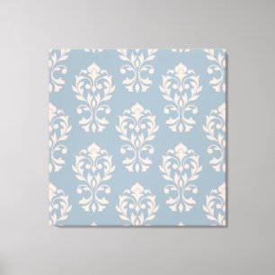 Heart Damask Big Ptn II Pink on Blue Canvas Print