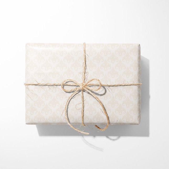 Heart Damask Cream Wrapping Paper (Creator Uploaded)