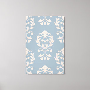 Heart Damask Lg Ptn II Pink on Blue Canvas Print