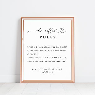 Heart Dance Floor Rules Minimalist Wedding Sign