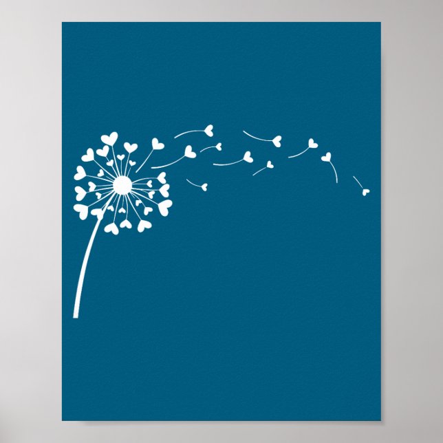 Heart Dandelion Flower Love Cute Valentines Day Wo Poster (Front)