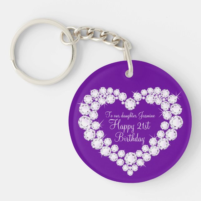Heart daughter 21st birthday gift  key ring (Front)
