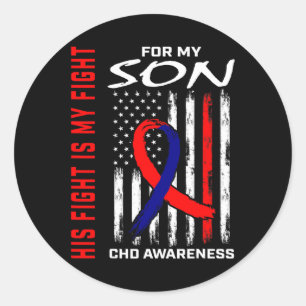 Heart Defect Chd Awareness Son Usa American Flag Classic Round Sticker