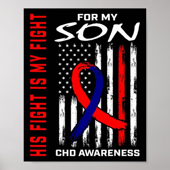 Heart Defect Chd Awareness Son Usa American Flag  Poster (Front)