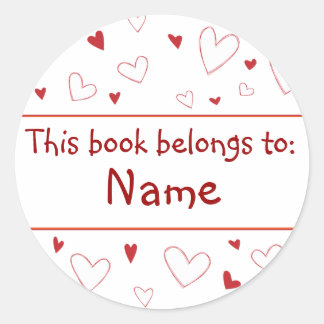 Heart Design - Book Plate Classic Round Sticker