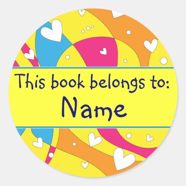 Heart Design - Book Plate Classic Round Sticker (Front)