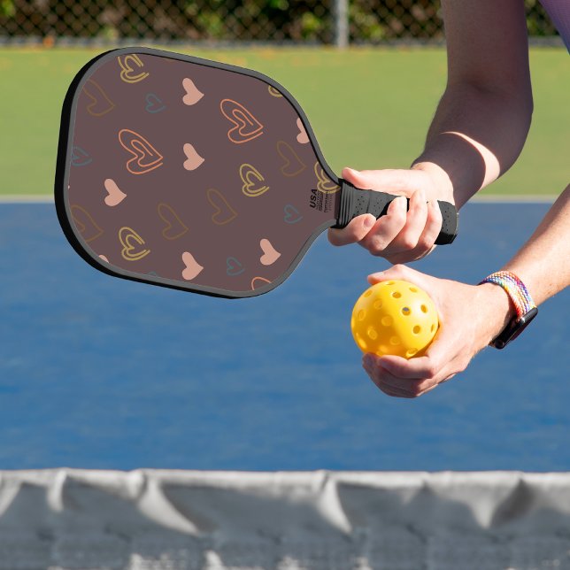 Heart Design Brown Background Pickleball Paddle (Creator Uploaded)