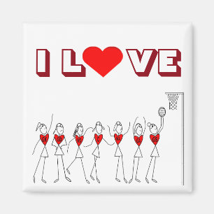 Heart Design I Love Netball Magnet