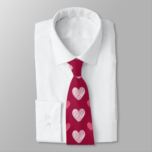 Heart Design Men’s Necktie (Tied)