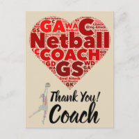 Heart Design Netball Coach Thank You