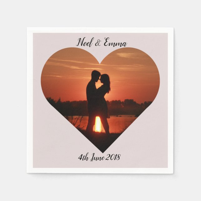 Heart Design Personalised Photo Napkin (Front)