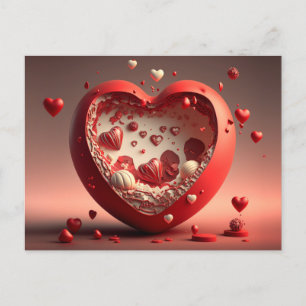 Heart designed 3D postcard