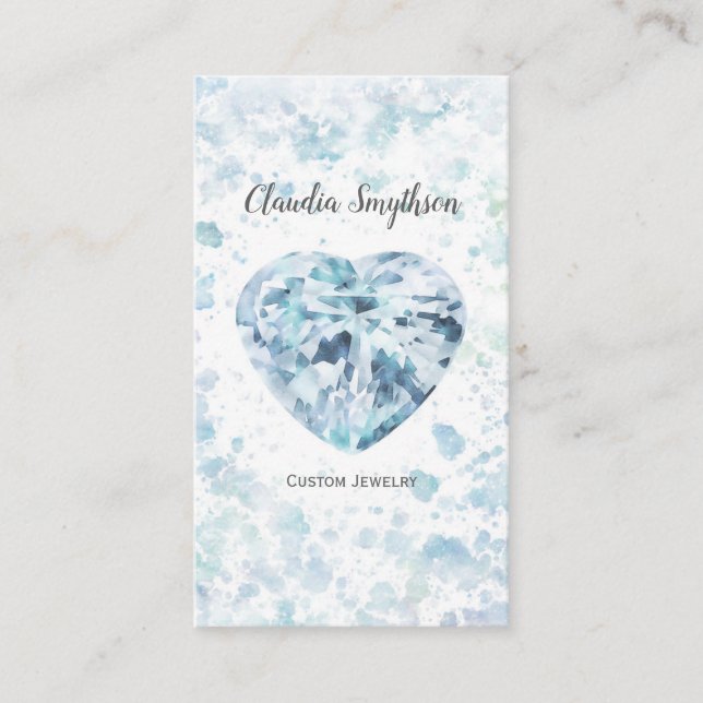 Heart Diamond Watercolor Business Cards (Front)