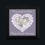 Heart diamond wedding photo wife gift box<br><div class="desc">Pretty diamond graphic effect keepsake trinket gift box. Perfect to showcase a extra special gift for your wife on an special 60 years diamond wedding anniversary or other special occasion. Gift box reads: "To my wonderful Wife Patricia. Happy Diamond Anniversary can be customised with your photo and own name and...</div>