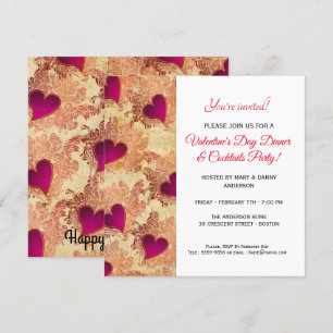 Heart Dinner & Cocktails Valentine's Day Invite