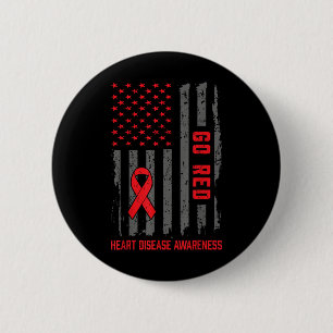 Heart Disease American Flag Go Red Heart Disease A 6 Cm Round Badge