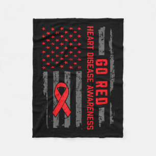 Heart Disease American Flag Go Red Heart Disease A Fleece Blanket