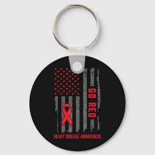 Heart Disease American Flag Go Red Heart Disease A Key Ring