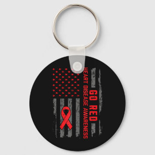 Heart Disease American Flag Go Red Heart Disease A Key Ring