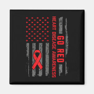 Heart Disease American Flag Go Red Heart Disease A Magnet