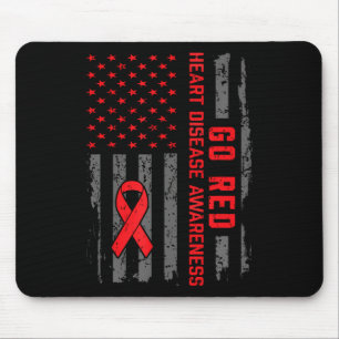 Heart Disease American Flag Go Red Heart Disease A Mouse Mat