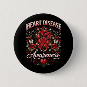 Heart Disease Awareness 6 Cm Round Badge