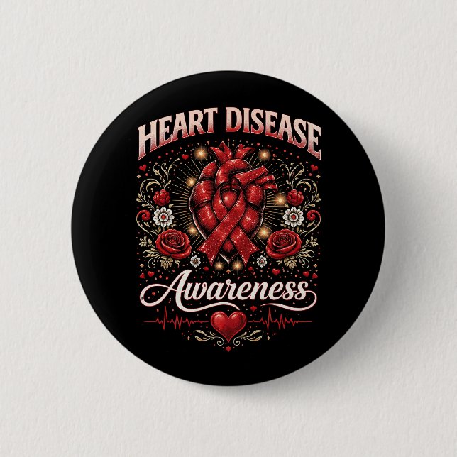 Heart Disease Awareness 6 Cm Round Badge (Front)