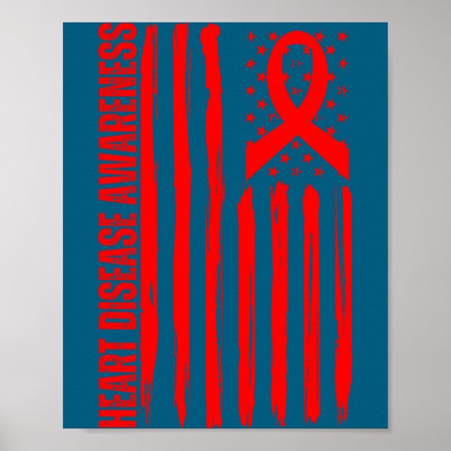 Heart Disease Awareness American Flag Chd Congenit Poster (Front)