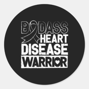 Heart Disease Awareness Bad Heart Disease Warrior Classic Round Sticker