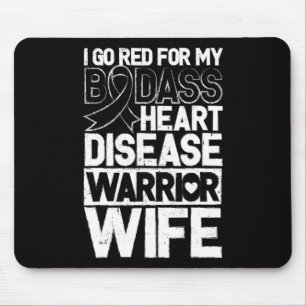 Heart Disease Awareness Bad Warrior Wife Go Red Mouse Mat