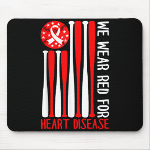 Heart Disease Awareness Baseball Lover Red America Mouse Mat