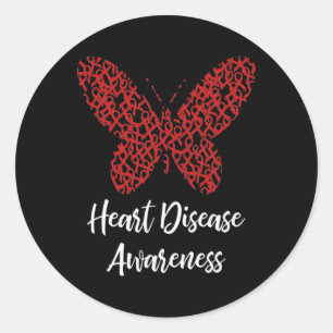 Heart Disease Awareness Butterfly Gift February We Classic Round Sticker