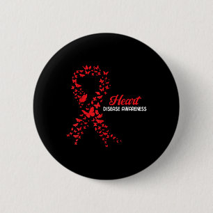 Heart Disease Awareness Butterfly Go Red Heart 6 Cm Round Badge