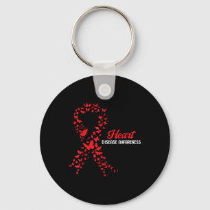 Heart Disease Awareness Butterfly Go Red Heart Key Ring