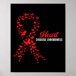 Heart Disease Awareness Butterfly Go Red Heart  Poster
