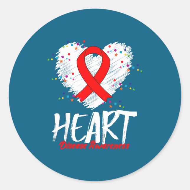 Heart Disease Awareness  Classic Round Sticker (Front)