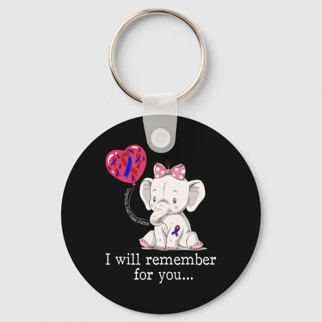 Heart Disease Awareness Elephant  Key Ring (Front)