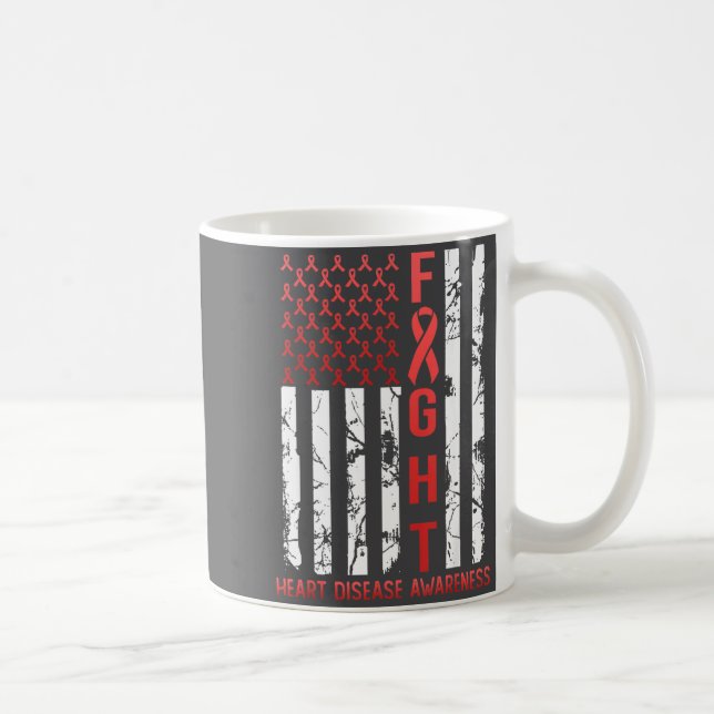 Heart Disease Awareness February Usa Flag Ribbon R Coffee Mug (Right)