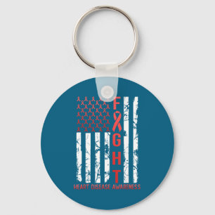 Heart Disease Awareness February Usa Flag Ribbon R Key Ring