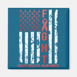 Heart Disease Awareness February Usa Flag Ribbon R Magnet