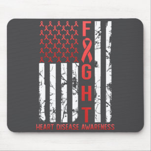 Heart Disease Awareness February Usa Flag Ribbon R Mouse Mat