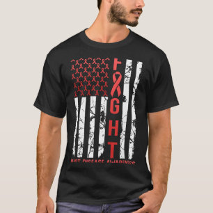 Heart Disease Awareness February Usa Flag Ribbon R T-Shirt