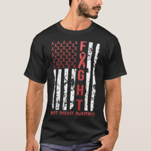 Heart Disease Awareness February Usa Flag Ribbon R T-Shirt